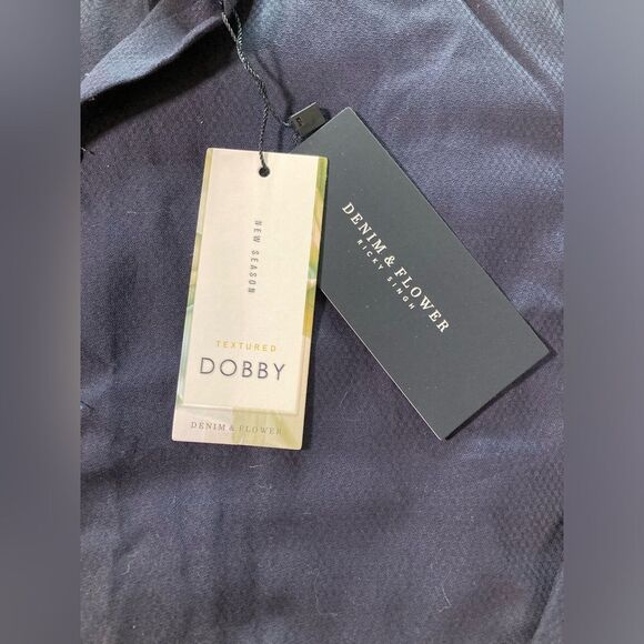 NWT Denim & Flower Navy Blue Button Up Size Medium - Picture 4 of 8